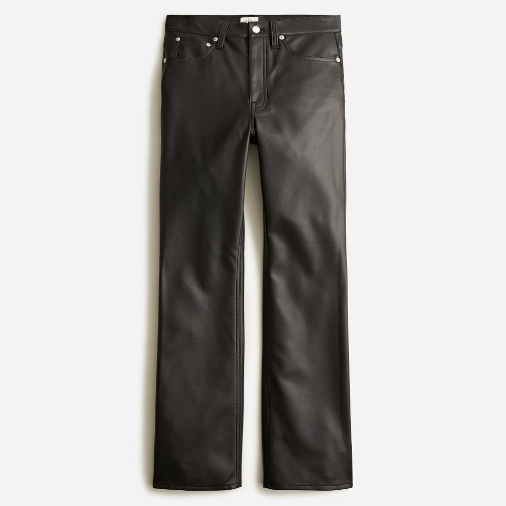 Womens Size 30 30x28 J. Crew Black High-Rise Slim Demi-Boot Pant in Faux Leather